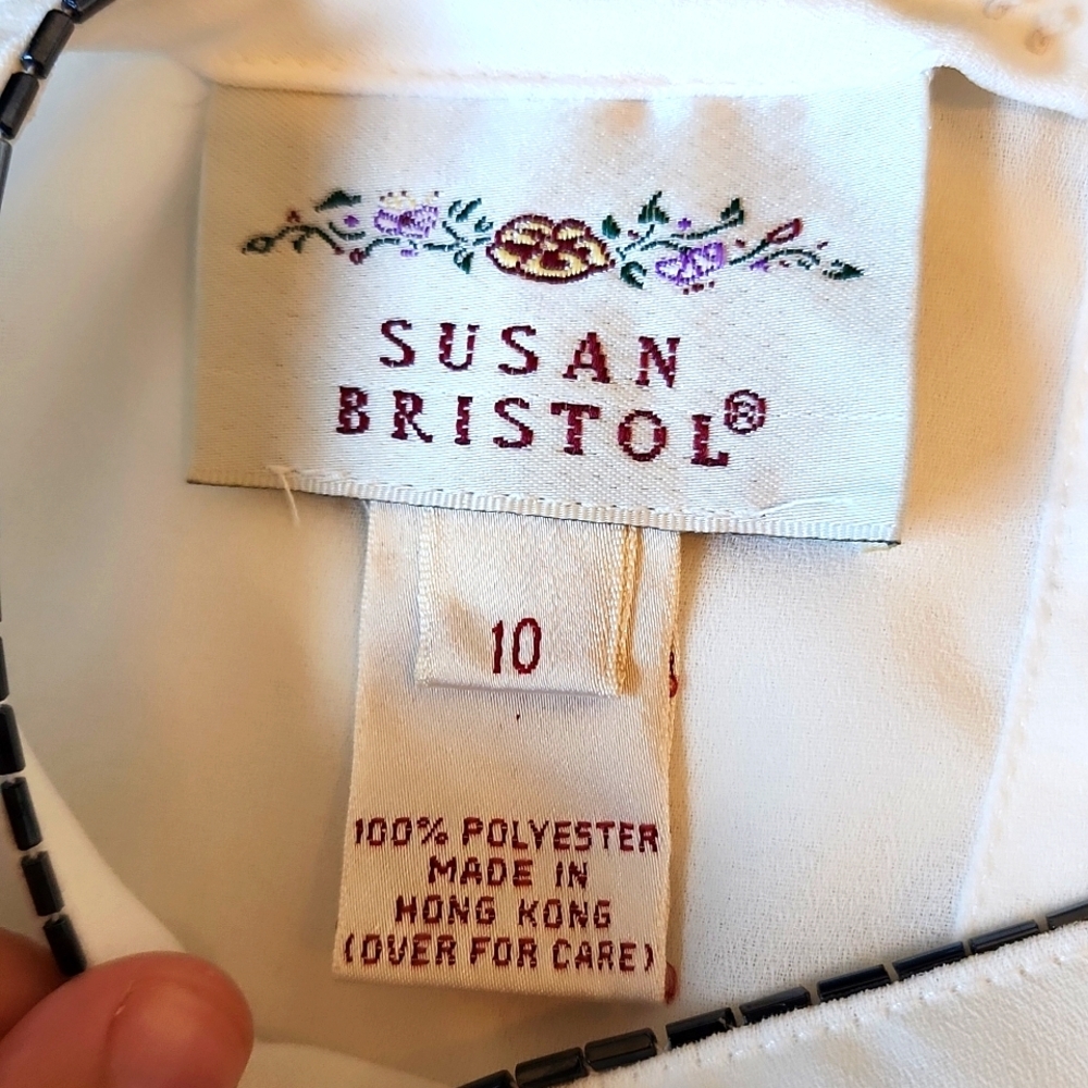 Vintage Susan Bristol White Beaded Holiday Top - Picture 5 of 5